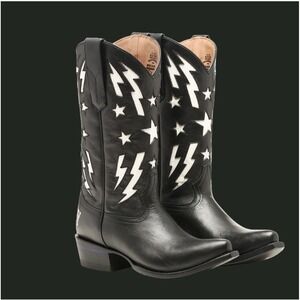 New Alvies Cowgirl Boots The BFG II 8 B Western Lightning Star Festival Black